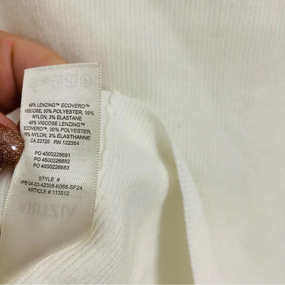Aritzia Wilfred Nola Off The Shoulder Cream White Ribbed Knit Sweater Size Large - Picture 9 of 10